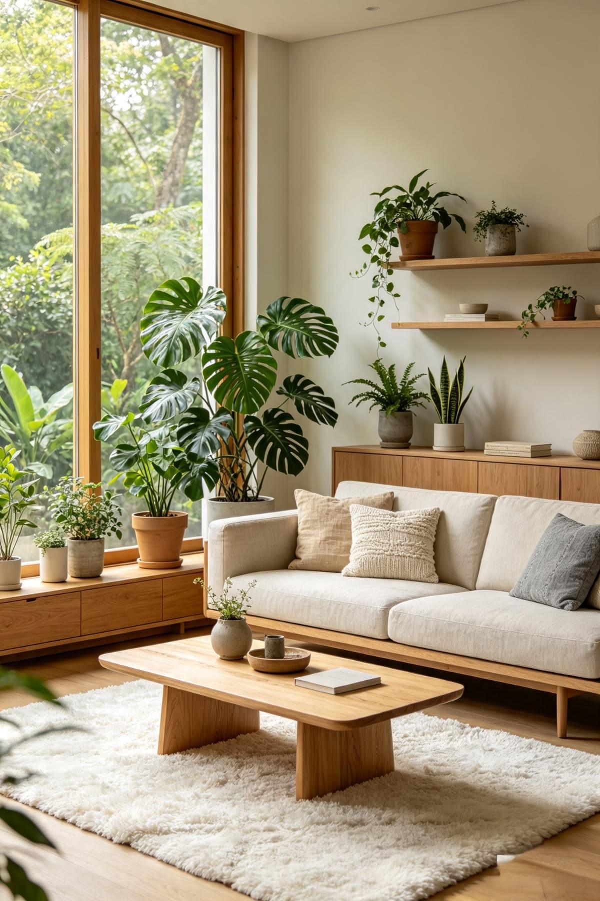 A bright, freshly cleaned living room
